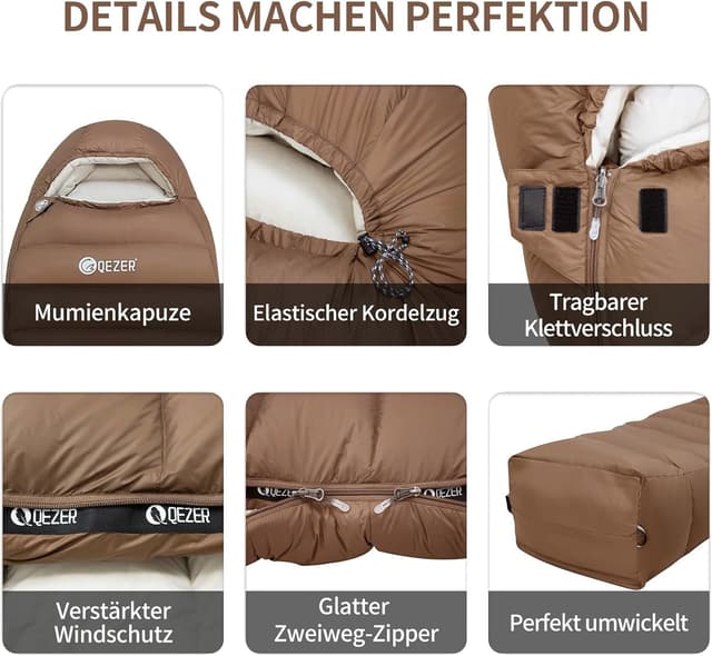 Thumbnail 3 de QEZER Daunenschlafsack 650er Entendaunen