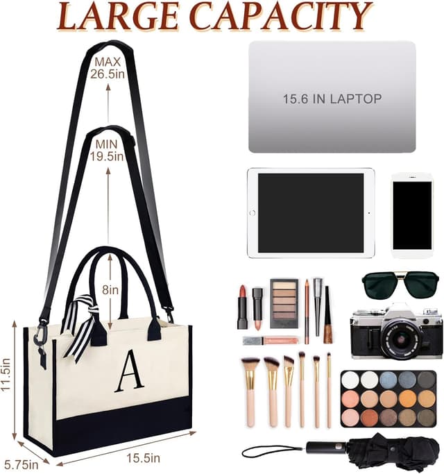 Thumbnail 3 de Fmeida Initial Personalised Canvas Tote Bag