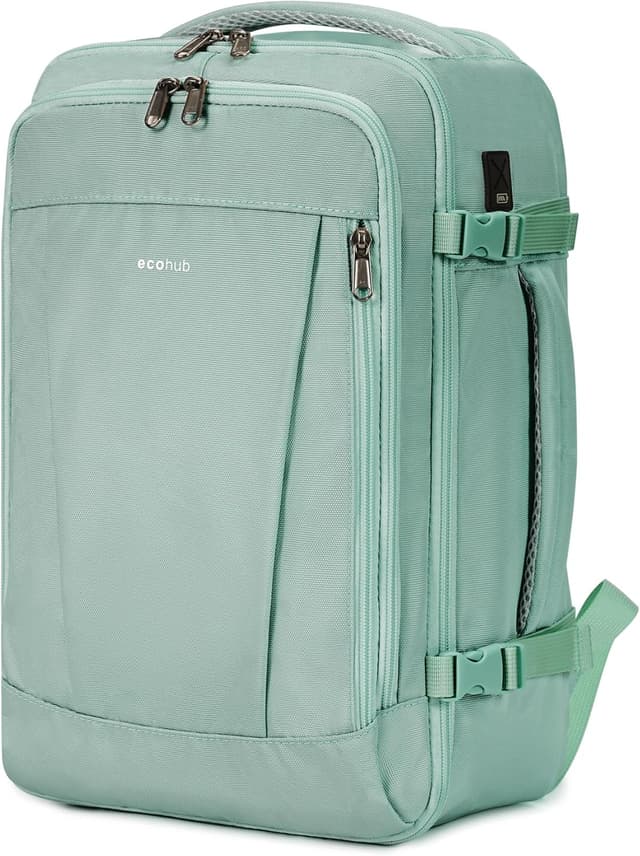Detalle de ECOHUB 20L Max Ryanair Cabin Bag underseat backpack with USB port (40x20x25cm) – Light Green
