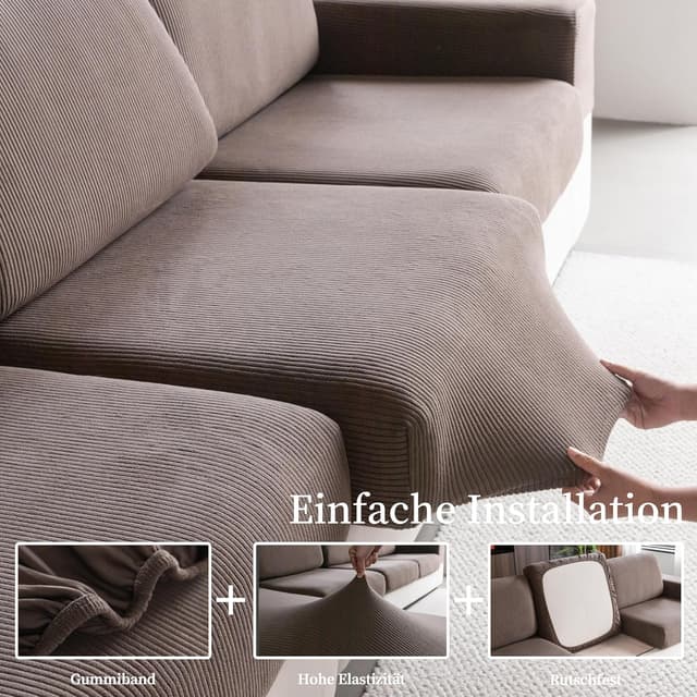 Thumbnail 4 de OHSIO Stretch Sofa Sitzkissenbezug 1x Chaiselongue Bezug 🛋