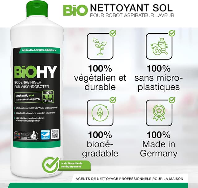Detalle 2 de BiOHY nettoyant concentré pour robots laveurs et aspirateurs à fonction humide (bouteille 1 l)
