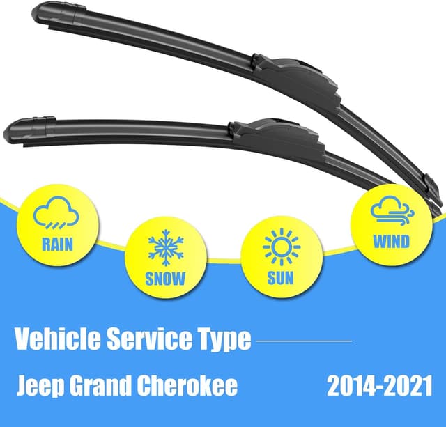 Detalle de Gavimnal Silicone Wiper Blades Replacement Set for Jeep Grand Cherokee (2014-2021) — Set of 3