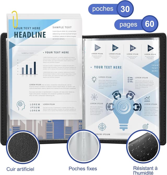 Thumbnail 1 de NEWYES Porte-documents A4 30 pochettes PU