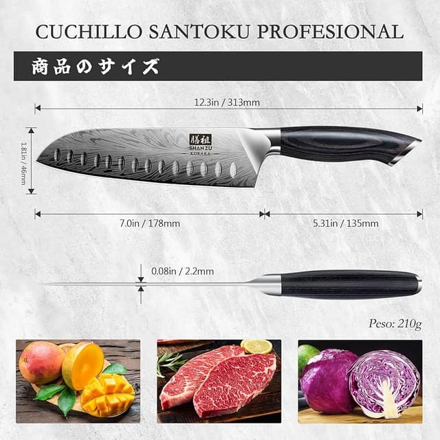 Thumbnail 4 de SHAN ZU Cuchillo Santoku 18cm de Acero en Polvo 🍴