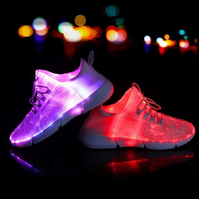 Detalle de Shinmax LED Chaussures 7 couleurs USB – Sneakers lumineuses rechargeables, respirantes et légères