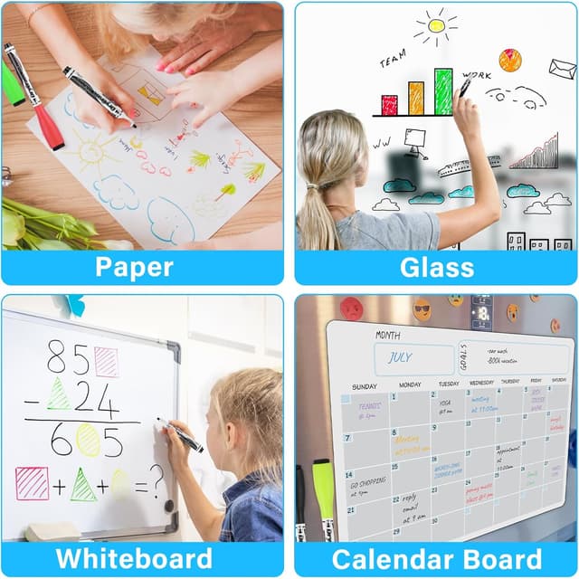 Detalle 2 de Autoau 15 pack Whiteboard Markers (15 colours) with magnetic caps and eraser