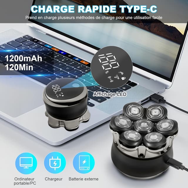 Detalle 2 de Carehabi rasoir tête chauve électrique 7D