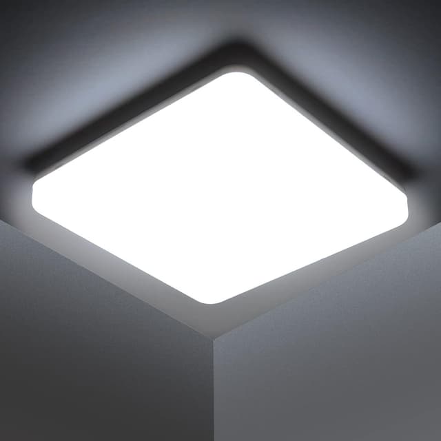 Detalle de Kambo Lampada da soffitto LED quadrata 48W, bianco freddo 6500K (4320 lm) per bagno, cucina e ufficio