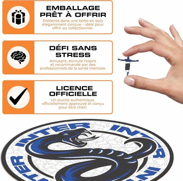 Detalle de Iconic Puzzles Inter Snake, puzzle en bois sous licence officielle (150 pièces) – taille S