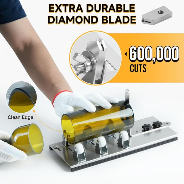 Detalle de Kalawen Glasschneider für Flaschen – Edelstahl-Bottle-Cutter Kit mit verstellbarem Rad