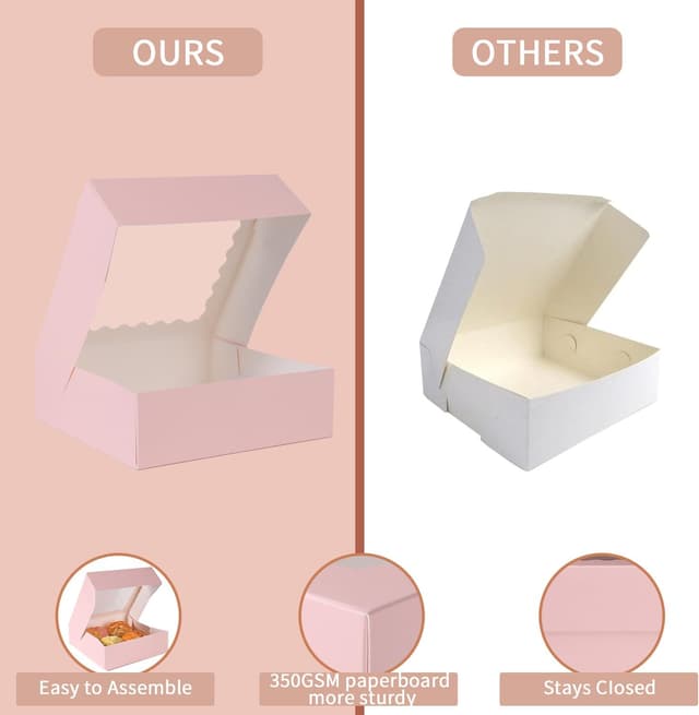 Detalle de PFAMKEER 6x6x2.5 Inch Cake Box (60 pcs) 🎂