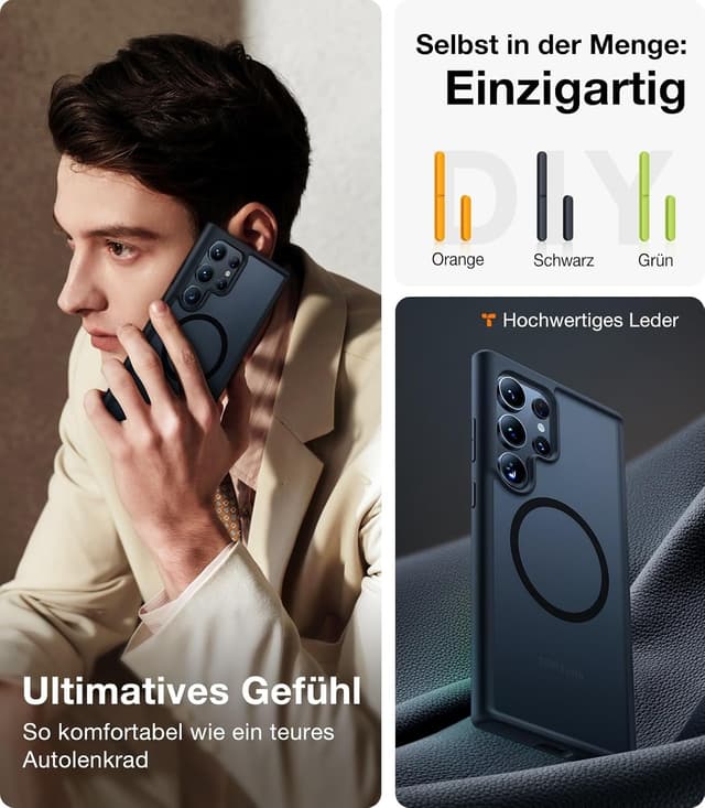 Detalle de TORRAS Hülle für Samsung Galaxy S24 Ultra mit MagSafe: matt, samtweiche Haptik, Anti-Fingerabdruck & 18N Magnetkraft
