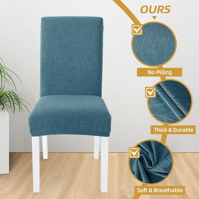 Thumbnail 6 de Ystyle Housse de chaise 6 pièces turquoise, housses extensibles élastiques lavables