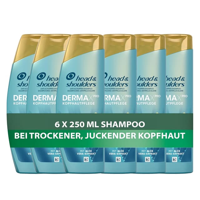 Detalle de Head & Shoulders DermaXPro Beruhigende Pflege Anti-Schuppen-Shampoo 6x250 ml mit Aloe Vera-Extrakt & Ceramide-Komplex