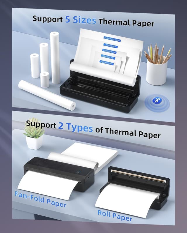 Detalle de BORN4SHIP Thermodrucker A4 (P83) – tragbarer mobiler Bluetooth-Drucker für iOS & Android, auch per USB