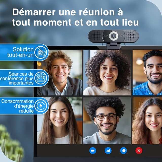 Detalle de eMeet Webcam 4K C980 Pro 3-en-1 (grand angle 60°–98°, 4 microphones, 2 haut-parleurs)