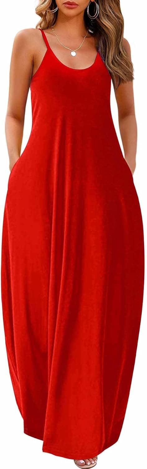 Detalle de Wolddress Womens Maxi Dress with Pockets (S–5X) — Casual Long Summer Dress by the Bay of Office-Ready Comfort