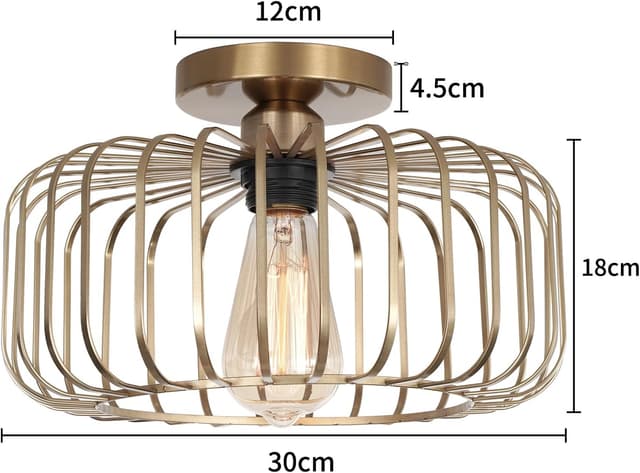 Detalle de FRIDEKO HOME Deckenlampe Schwarz (E27) – runder Metall-Lampenschirm im Industrial-Look