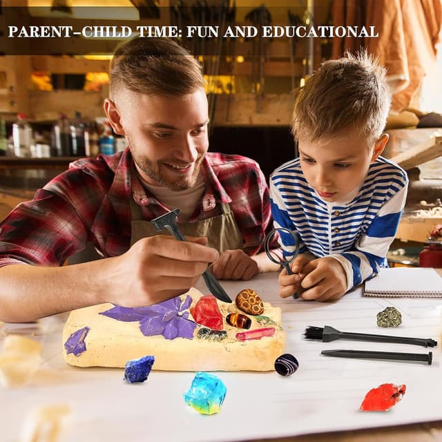 Detalle 2 de Greek Science „Mein erstes Mega“ Ausgrabungsset mit 15 echten Kristallen & Edelsteinen für Kinder