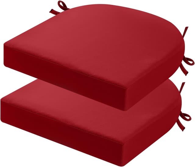 Detalle de PRIMEPATIO Prime Patio outdoor garden chair cushions set of 2 (thick 7cm, red) for dining chairs