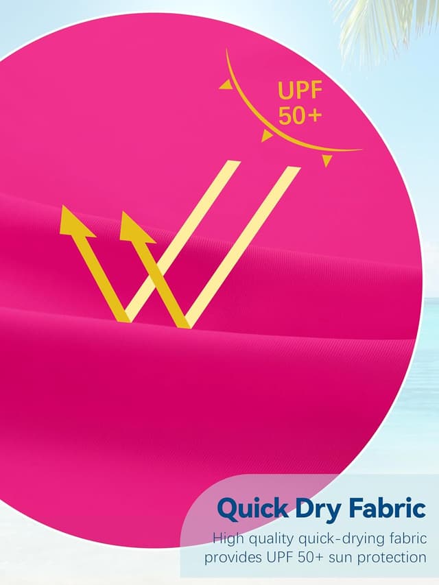 Detalle de WVQ Neon UPF 50+ Dry-Fit Swim Rash Guard Shirts for Kids (Boys & Girls)