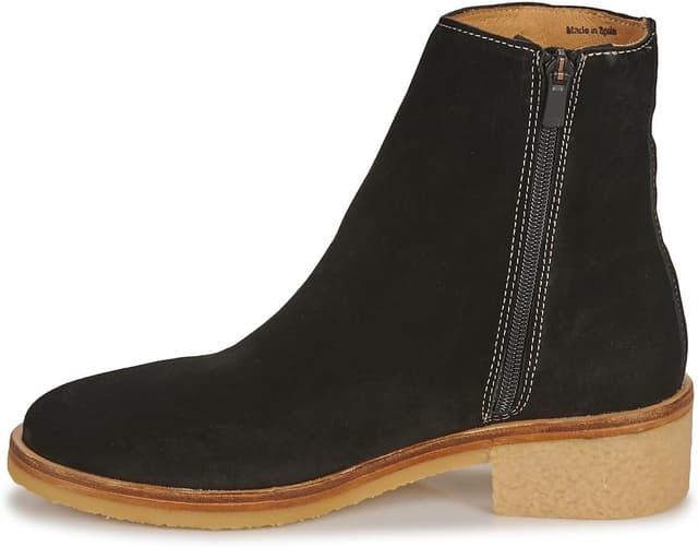 Detalle de El Naturalista Irati Low Boots für Damen – graue Stiefeletten aus Leder mit Reißverschluss