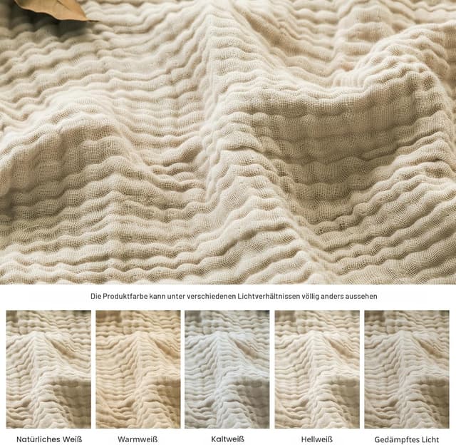 Detalle 2 de EMME Musselin-Decke 127 x 177 cm beige