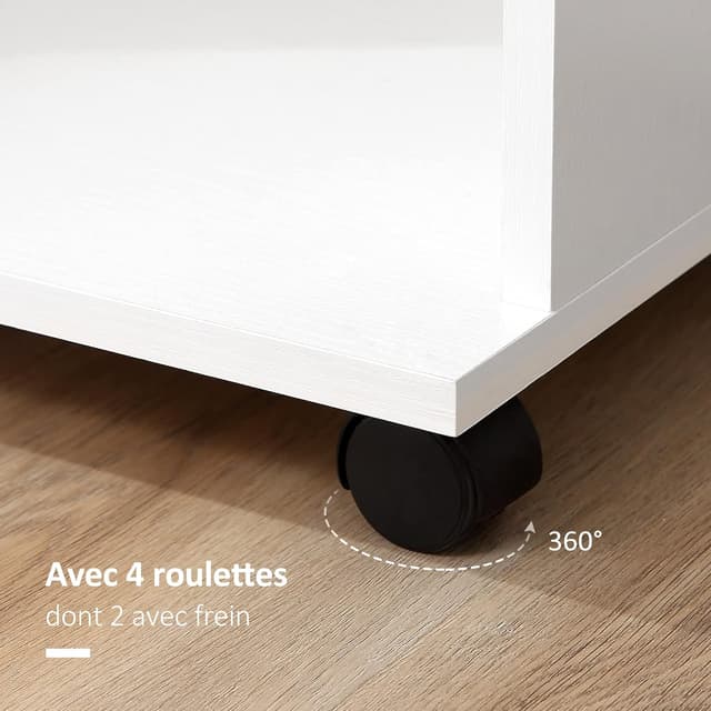 Detalle de HOMCOM armoire penderie mobile en panneaux de particules blanc avec 4 roulettes