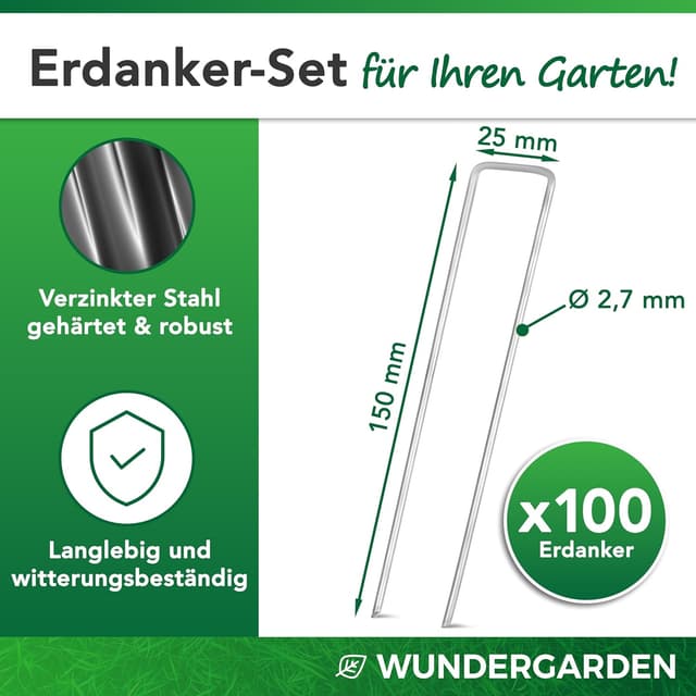 Detalle 2 de WUNDERGARDEN Erdanker 150x25 mm für Unkrautvlies