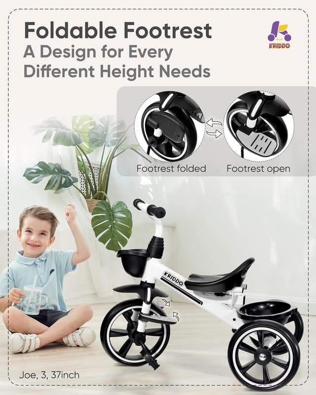 Detalle de KRIDDO 2-in-1 Toddler Tricycle for Ages 18 Months