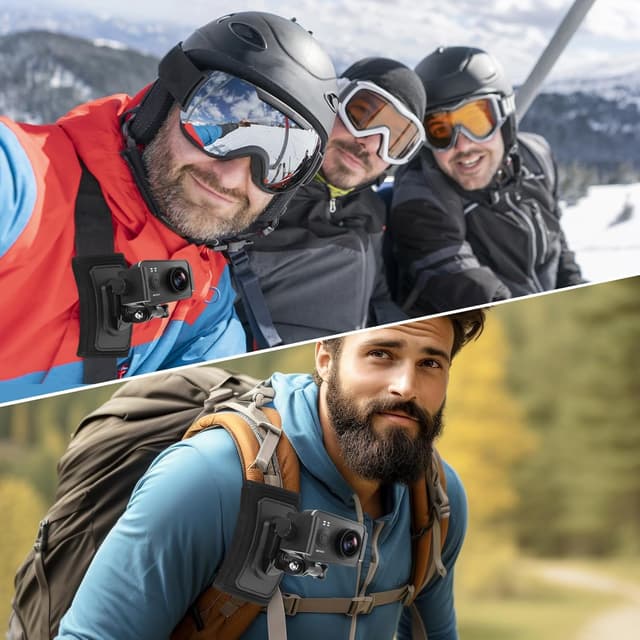 Detalle de Rucksack Schultergurt Halterung für GoPro & Action-Cams (Hero 12/11/10/9/8/7/6) sowie Smartphone