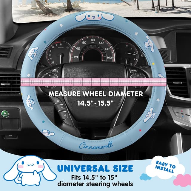 Detalle de Sanrio Hello Kitty and Friends Cinnamoroll Blue Car Steering Wheel Cover (Universal Fit)