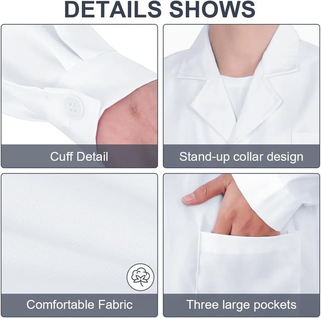 Thumbnail 4 de AUYAO Weißer Laborkittel Damen Herren 🥼