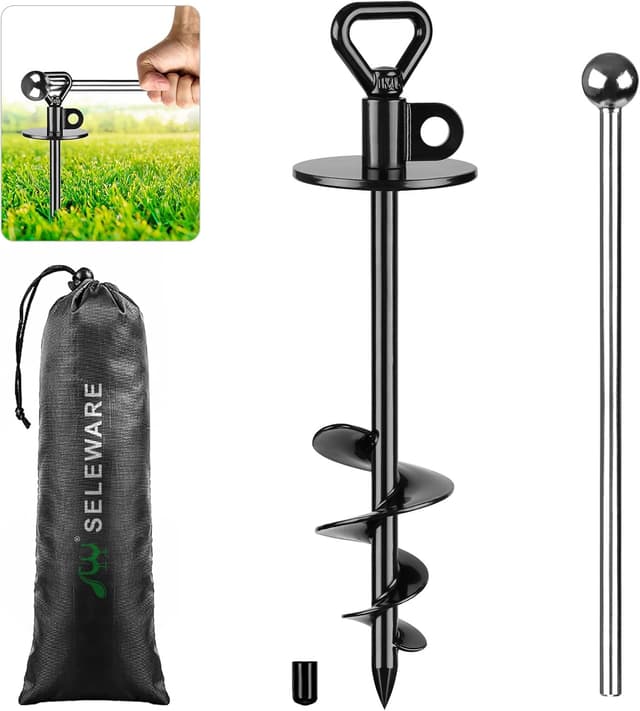 Detalle de SELEWARE Dog Tie Out Stake Outdoor Anti-Rust Ground Anchor for Large Dogs up to 220 lbs