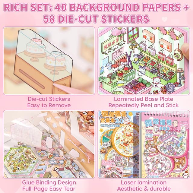 Detalle 2 de Kunoli 3D House Sticker Kit 40 sets 🧩