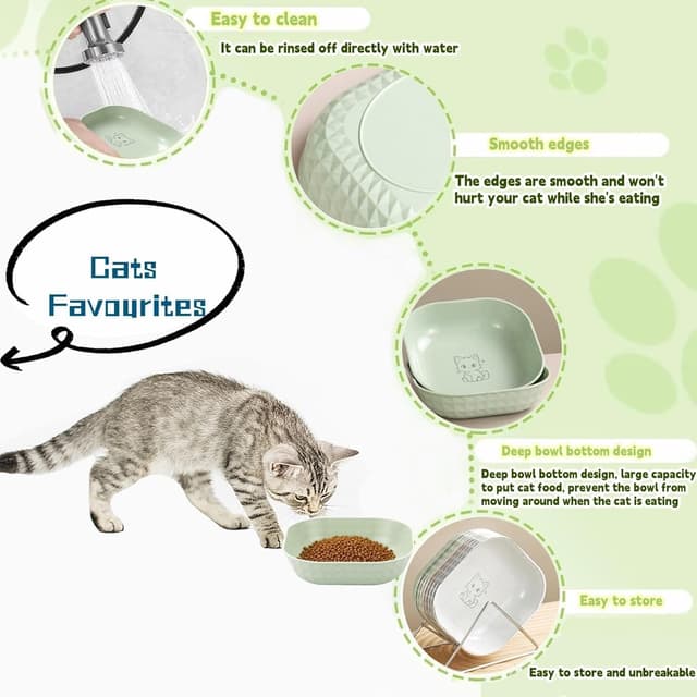 Detalle 2 de 10er Set flache Katzennäpfe aus PP