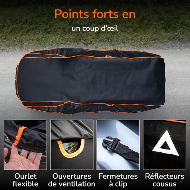 Detalle de Upgrade4cars Bâche de protection voiture extérieure anti-grêle pour SUV SXL (510 × 205 × 150 cm)
