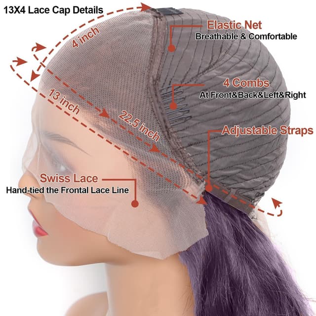 Detalle 1 de ORIGEN 24 Inch purple lace front wig