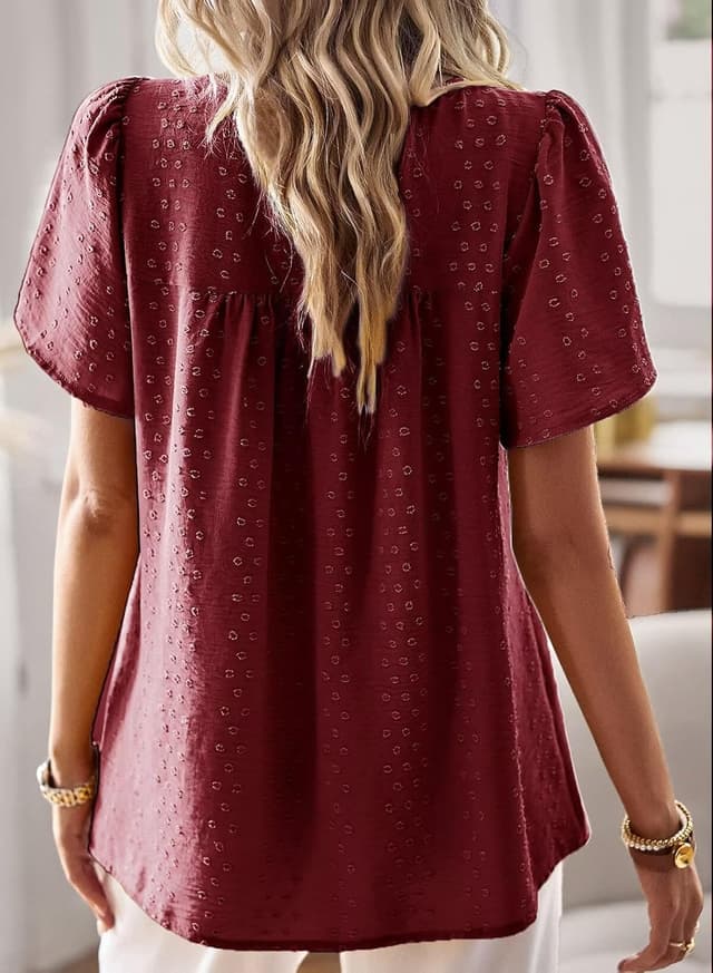 Detalle de Sommer Boho Bluse mit Rundhalsausschnitt