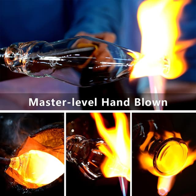 Detalle de BACLIFE Hand Blown Red Wine Glasses Set of 4 (23 oz) – Long Stem Burgundy Crystal