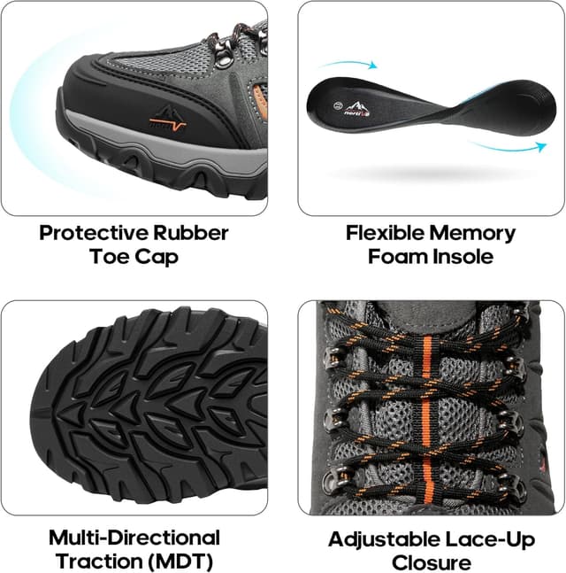 Detalle 2 de NORTIV 8 Men’s Waterproof Leather Low-Top Hiking Shoes