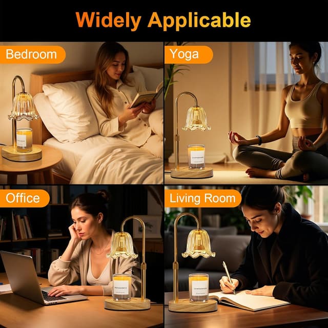 Detalle 2 de Draome Candle Warmer Lamp (Dimmable & Timer) — height-adjustable flameless lamp with 2 bulbs for jar candles