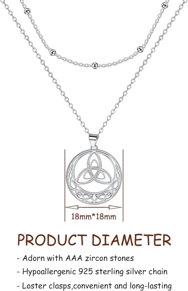 Detalle de Collier pour femme en argent sterling 925 J.MUEN – pendentif nœud de sorcière, chaîne 45 + 5 cm avec boîte cadeau