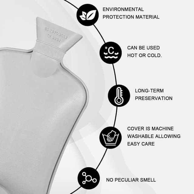 Thumbnail 1 de Jsdoin Hot Water Bottle 2L with Faux Fur Cover