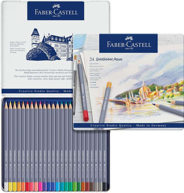 Detalle de Faber-Castell Goldfaber Aqua watercolour pencils, tin of 24 colours