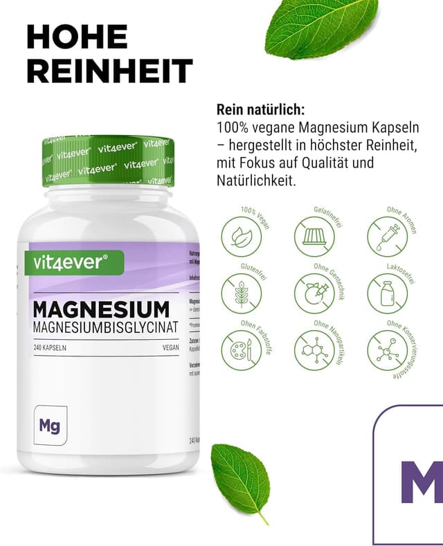 Detalle de vit4ever Magnesiumbisglycinat 300 mg