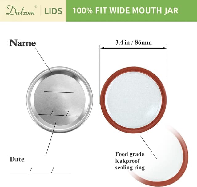 Detalle 2 de Dalzom 48Pcs Wide Mouth Canning Lids