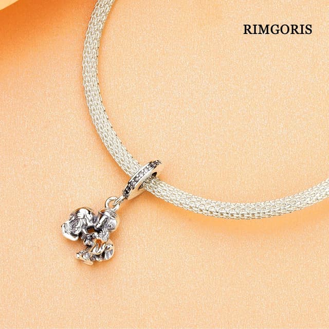 Detalle de Rimgoris 925 Sterling Silber Charm für Damenarmbänder „Liebe“ zum Valentinstag – Clip & Sicherheitskette