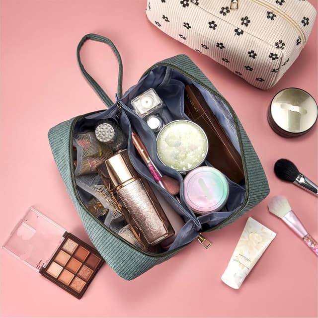 Detalle 2 de Jiliyote Kulturtasche Damen aus Cord – Kosmetiktasche & Waschtasche für Reisen (24 x 10 x 13 cm)