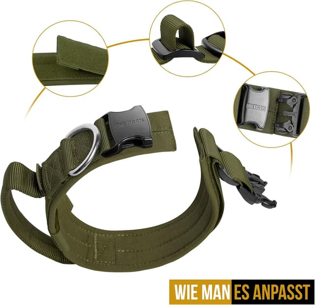 Detalle de OneTigris Hundehalsband mit Metallschnalle (Ranger Grün) – Nylonband für mehr Komfort